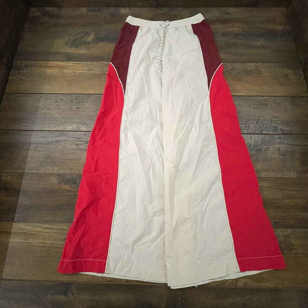 BDG Urban Outfitters Colorblock Wide Leg Nylon Track Pants Cream Red XS Retro